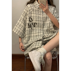 1小香风印花短袖衬衫DCS9019P45短裤DK8797P40套装DTZ9029P85，男装衬衫，星座226-2