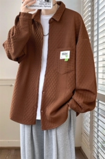 2025春季衬衫男新款提花港风宽松大码长袖衬衣CS027-P45，男装衬衫，星座214-3
