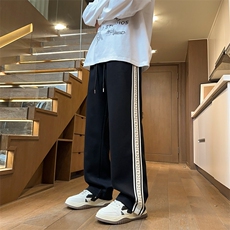 港风华棉大码宽松直筒裤织带休闲裤长裤A014-DY25093-P60控88，男装休闲裤，电商A014