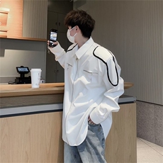 设计感拉链金属装饰长袖衬衫男潮牌衬衣痞帅发型师上衣C8899-P45，男装衬衫，星座1008