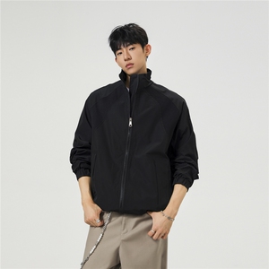 美式罗纹拼接袖子褶皱大码M-5XL教练夹克男JK78056P69控105图片