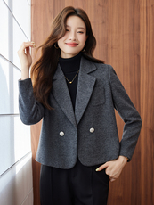 2025秋装新款气质小个子羊毛西装小外套上衣女，女装短外套，时尚风爆