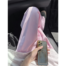 XZ612-K770-P55控78竖条纹直筒休闲裤宽松阔腿拖地长裤慵懒风，男装休闲裤，星座612