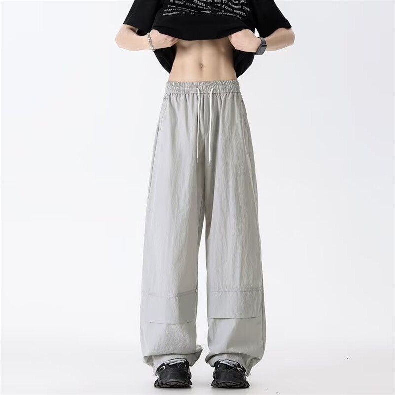 美式抽绳休闲裤男女夏季薄款cleanfit速干运动阔腿裤爵士工装裤子,男装工装外套,星座813-2