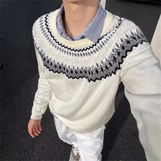 美式复古提花毛衣男老钱慵懒风秋毛衣MY2525-P59，男装针织衫/毛衣，星座208-5