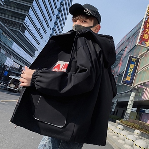 秋季外套男韩版潮流宽松帅气连帽青少年上衣夹克男J图片