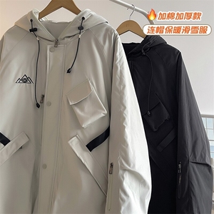 冬新防水多口袋滑雪服男加棉加厚中性风大码夹克保暖外套M78-P155图片