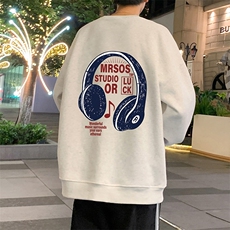 W556P35加绒45运动美式印花圆领卫衣男春秋季长袖打底衫宽松外套，男装T恤，星座304A-1