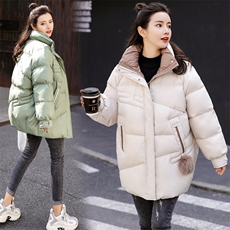 棉衣/棉服2020年冬季中长款时尚保暖拼接舒适连帽拉链撞色，女装棉衣/棉服，瑶迪依秀