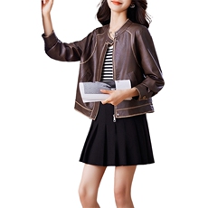 现货复古皮衣短款外套女2024秋季新款显瘦机车PU皮夹克上衣，女装皮衣，江南女神