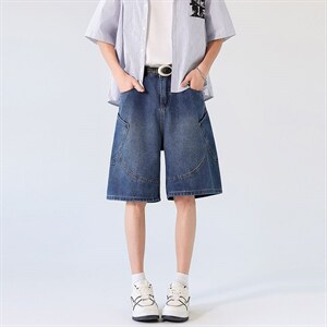 新款港风牛仔中裤男宽松直筒工装裤美式复古 XZ201- K508 P45，男装工装外套，星座201