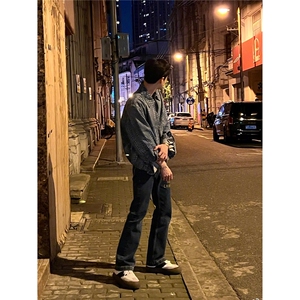 白敬亭同款春秋牛仔外套南瓜图案波点高级夹克男女拉链宽松休闲潮图片