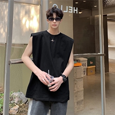 1美式港风垫肩四角星设计背心大码M-5XL休闲背心男BX8764P25控39，男装背心/马甲，星座226-2