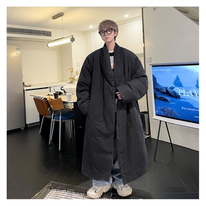 MH03-P145 韩系慵懒风长款绒面棉服加厚保暖棉衣外套男图片