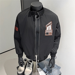 港风秋款男棒球服立领夹克衫刺绣机车宽松外套JK7684 P65图片