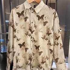 长袖衬衫男女花蝴蝶男扎染防晒设计感开衫情侣外套网图CS317-P38，男装防晒衣，星座302B