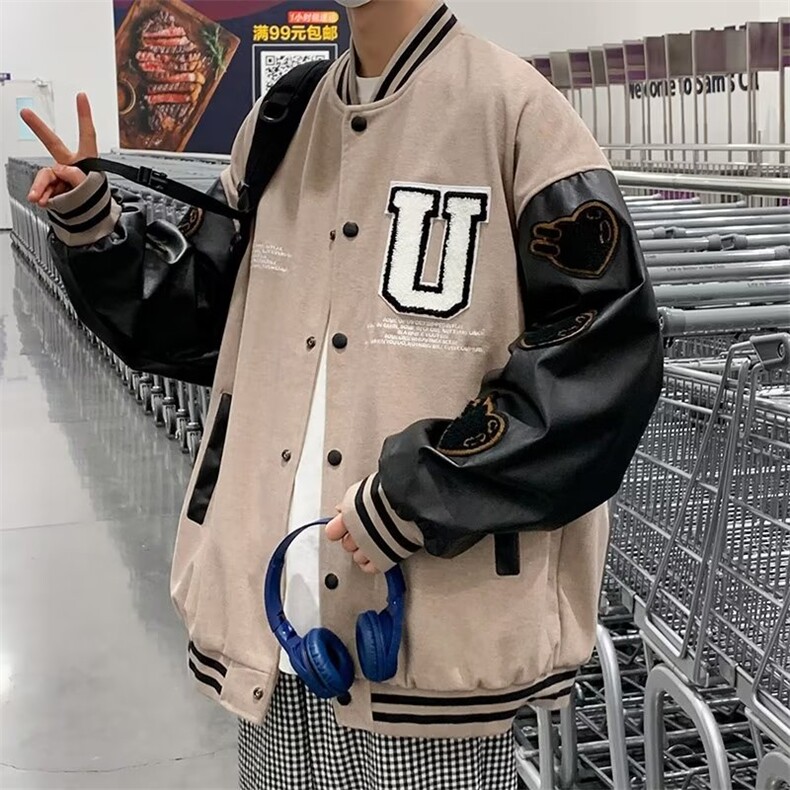 克莱因蓝外套男潮流宽松ins棒球服潮牌港风休闲春秋夹克JY6542,男装夹克,星座1116A-1（原606A）