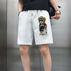 轻奢高级感休闲短裤男小熊刺绣痞帅社会小伙301C-DK18-P48控68，男装牛仔裤，星座301C（原B323）