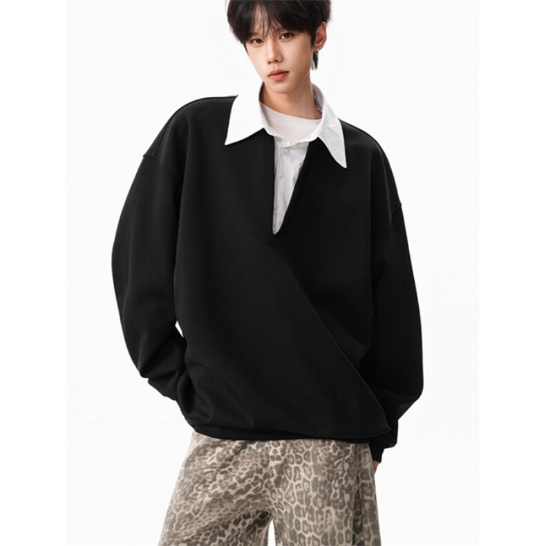 春季美式假两件叠穿卫衣宽松慵懒风显高套头上衣W207，男装卫衣，星座1116A（原606A-3）