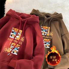 龙年卫衣冬季美式加绒加厚卫衣外套DL1729常规特P35加绒特40，男装卫衣，电商A486
