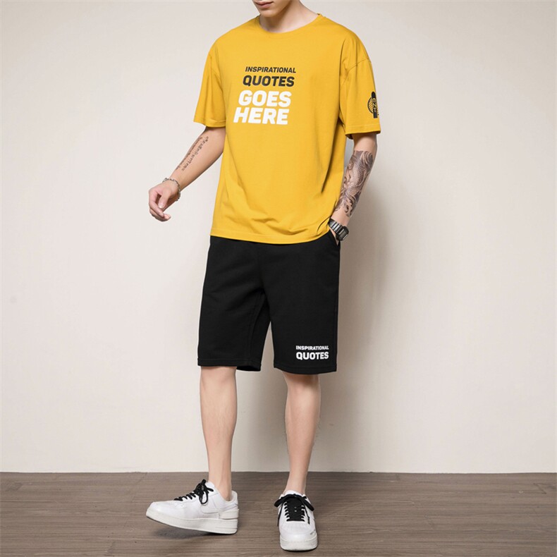 2021夏装潮牌纯棉青少年休闲运动两件套短袖套装男H0807-P35,男装休闲套装,星座217-4