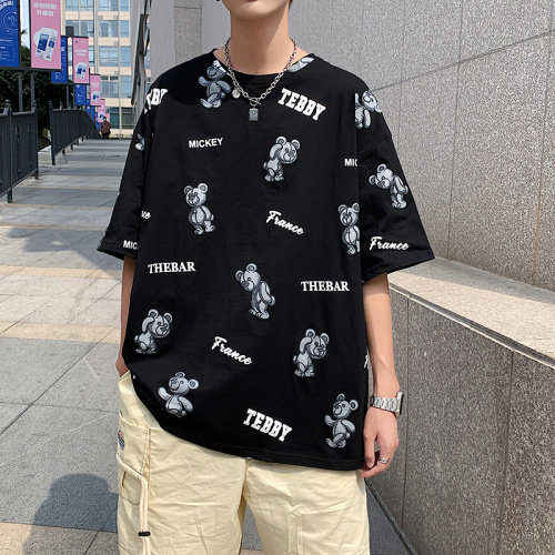 夏季港风T恤男宽松满印花中性风t恤情侣款DS-A160-1-T105-P30,男装T恤,电商C323-1