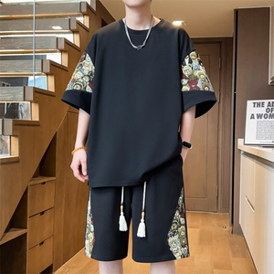光版二开刺绣休闲运动套装宽松薄款一套夏季大码A266-TZ88580-P50图片