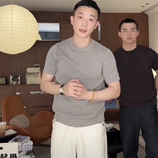 量大可谈纯色常年做圆领冰丝针织衫短袖M5635-P45，男装针织衫/毛衣，星座1012-1