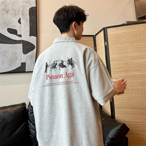 可设48小时支持抖音得物来样二开 网眼透气翻领t恤美式短袖POLO衫图片