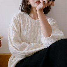 2025年秋季新款百搭女士麻花提花套头宽松羊毛衫，女装羊毛衫，新胜羊绒