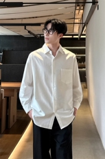 25秋季纯色长袖衬衣5Q1112-TP3058-韩系文艺衬衫纯色翻领内搭，男装衬衫，电商A102