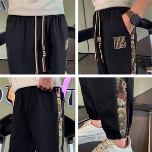 精神小伙秋冬季男士拼色束脚卫裤时尚潮流休闲裤C208-6771-特P48图片