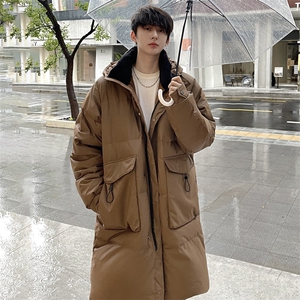 羽绒服男冬季新款港风休闲长款连帽白鸭绒外套YR928-P180(控价208图片