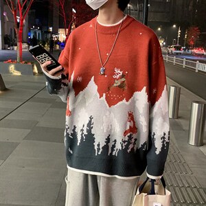 新款学院风圣诞宽松百搭长袖毛衣冬季圆领套头上衣针织衫M481-P42图片