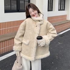 【主推大货】新款奶黄色皮毛外套2C110-H7783-P215-K318，女装皮草，2C110