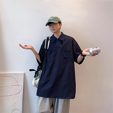 POLO衫男士韩版潮短袖纯色百搭2024夏季ins宽松外套T恤WB285-P25，男装T恤，星座412-2