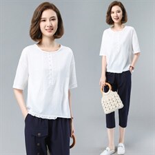 2021年夏季舒适修身纯色气质都市韩版简约宽松显瘦两件套装，女装套装/套裙，依恋蒂丝