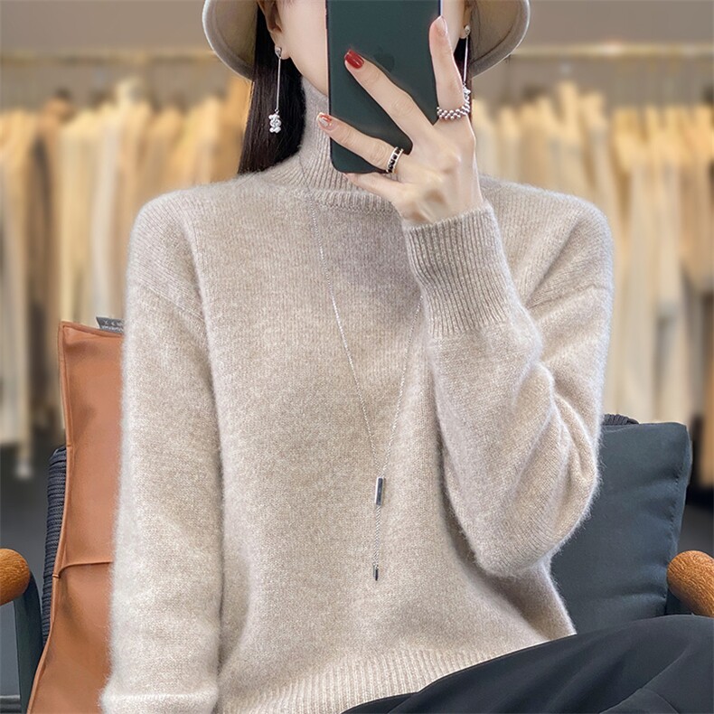 2025年秋季针织常规款半高圆领套头长袖单件休闲/淑女,针织衫/毛衣,戎洋