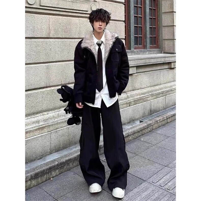 美式毛领座山雕棉服男款冬季加绒加厚针织衫毛衣外套短款保暖棉衣,男装针织衫/毛衣,星座506A