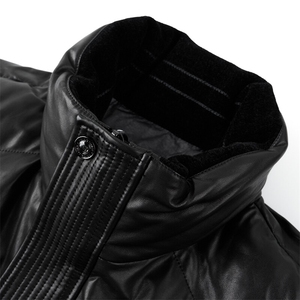 BG2439冬季海宁男士真皮绵羊皮面包服加厚羽绒夹克立领休闲皮衣图片