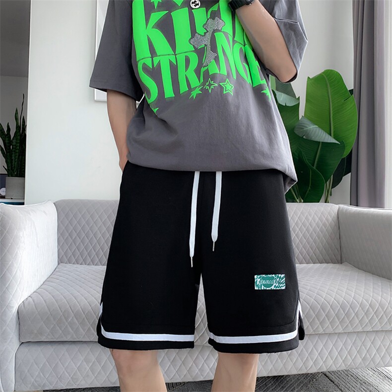 夏季高街薄款潮流五分短裤休闲开叉宽松运动裤高腰阔腿K3001-P25,男装休闲裤,星座512-2