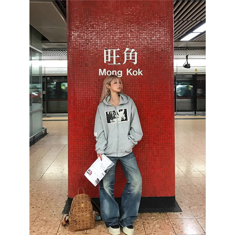 简约文艺纯棉华棉复合人像印花贴布绣卫衣百搭潮流新款原宿日系,男装卫衣,星座1210-1
