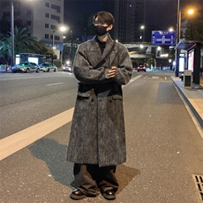 毛呢大衣男中长款韩系秋冬装高级感痞帅炸街风衣外套812F639-P138，男装风衣，星座812