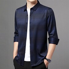 长袖衬衫男春秋季2023新款商务休闲潮流纯色百搭中年男士衬衣，男装衬衫，电商B212（原钱塘6029）