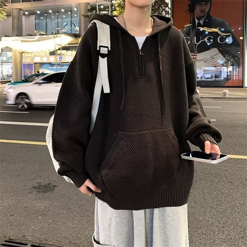 欧美高街华夫格连帽卫衣男女春秋潮复古痞帅休闲外套MZ277-P55,男装卫衣,星座1109-3