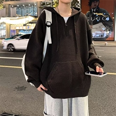 欧美高街华夫格连帽卫衣男女春秋潮复古痞帅休闲外套MZ277-P55，男装卫衣，星座1109-3