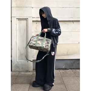 美式条纹运动风卫裤男女春秋季街头三条杠徽章直筒宽松百搭休闲裤图片
