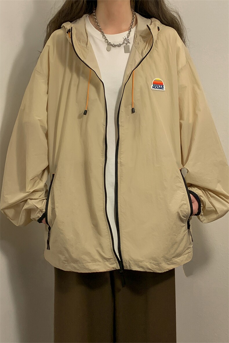 中性风黄灯撞色彩虹硅胶点缀防晒衣女潮牌防晒服男FS77001P65控88,男装夹克,星座226-1