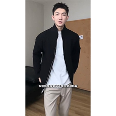 重磅秋冬北极绒双拉链毛衣开衫美式复古休闲慵懒风宽松针织衫外套，男装针织衫/毛衣，电商A486-1