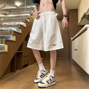 2025巨好看的短裤男士大码独特漂亮五分裤青少年宽松阔腿休闲中裤图片